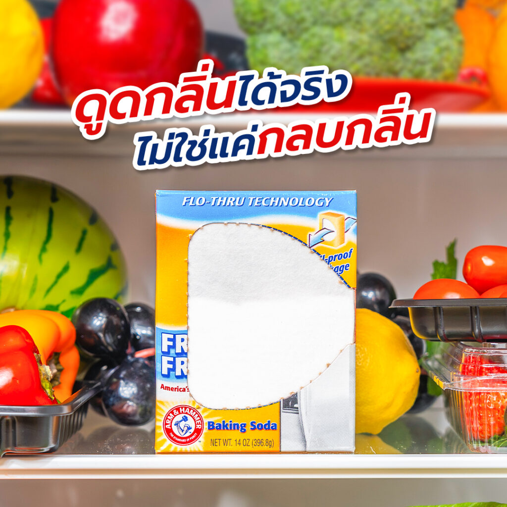 Arm & hammer Baking Soda เบกกิ้งโซดา บริสุทธิ์ บริสุทธิ์แท้ 100% ตู้เย็นมีกลิ่น ตู้เย็นเหม็นอับ มีกลิ่น กลิ่นเหม็น กำจัดกลิ่นเหม็น ตู้เย็น Fridge-N-Freezer