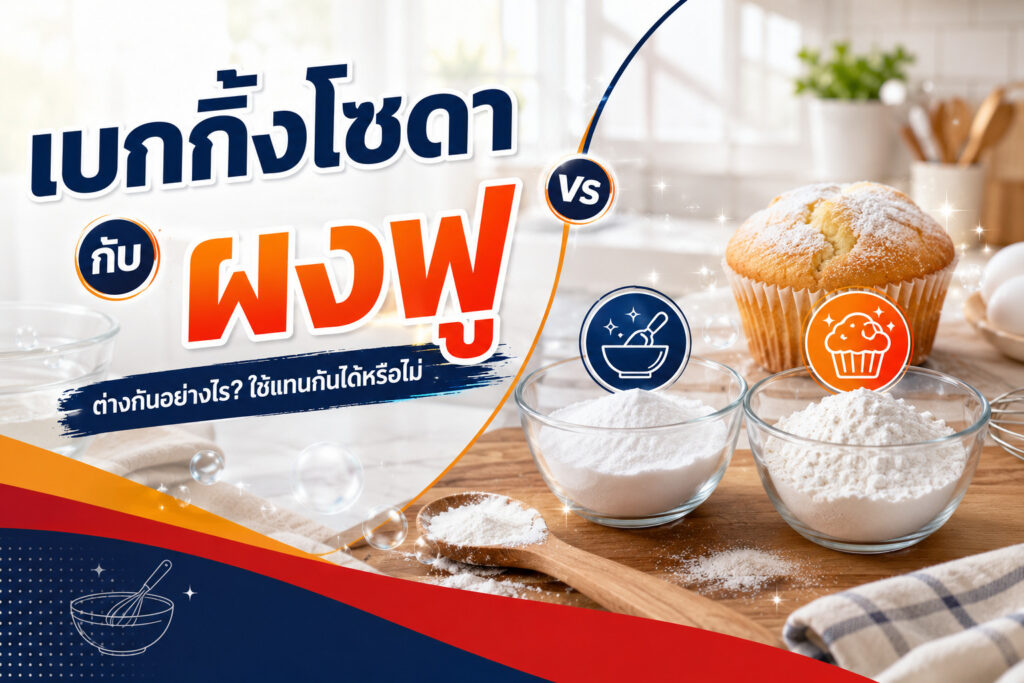 เบกกิ้งโซดากับผงฟูต่างกันอย่างไร ใช้แทนกันได้หรือไม่